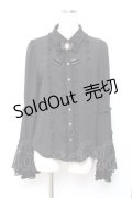 axes femme kawaii / ドットチュール姫袖ブラウス M 黒 Y-25-10-18-070-AX-BL-SZ-ZY