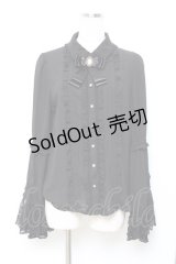 axes femme kawaii / ドットチュール姫袖ブラウス M 黒 Y-25-10-18-070-AX-BL-SZ-ZY