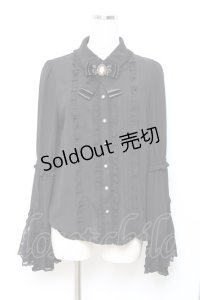 axes femme kawaii / ドットチュール姫袖ブラウス M 黒 Y-25-10-18-070-AX-BL-SZ-ZY