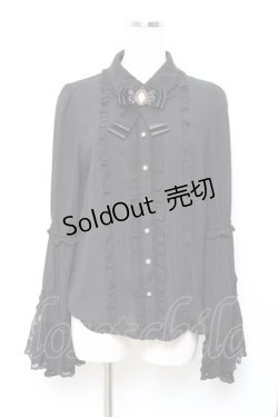 画像1: axes femme kawaii / ドットチュール姫袖ブラウス M 黒 Y-25-10-18-070-AX-BL-SZ-ZY