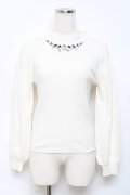 axes femme / ビジューニットプルオーバー M 白 Y-25-10-18-071-AX-TO-SZ-ZY