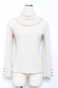 画像1: axes femme / ネックレス風ハイネックテレコカットソー M ベージュ Y-25-10-18-075-AX-TO-SZ-ZY
