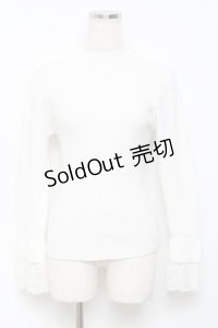 axes femme / レース使いリブニットプルオーバー M 白 Y-25-10-18-076-AX-TO-SZ-ZY