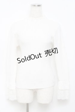 画像1: axes femme / レース使いリブニットプルオーバー M 白 Y-25-10-18-076-AX-TO-SZ-ZY