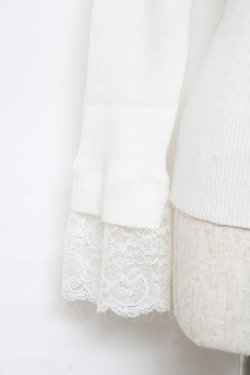 画像3: axes femme / レース使いリブニットプルオーバー M 白 Y-25-10-18-076-AX-TO-SZ-ZY