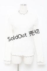 axes femme / 袖レースメローニットプルオーバー F 白 Y-25-10-18-077-AX-TO-SZ-ZI