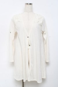 axes femme / 肩レースカットカーディガン M 生成り Y-25-10-18-079-AX-TO-SZ-ZI