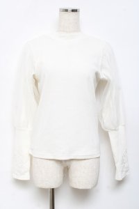 axes femme POETIQUE / ボリュームチュール袖プルオーバー M 生成り Y-25-10-18-086-AX-TO-SZ-ZI