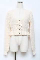 axes femme kawaii / クマブローチニットボレロ M 生成り Y-25-10-18-089-AX-TO-SZ-ZI