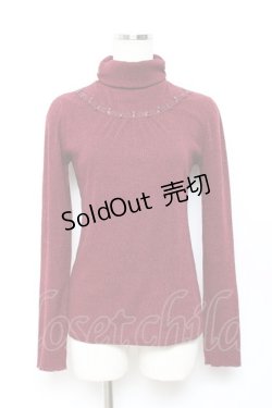 画像1: axes femme / パール付きハイネックニット M 黒 Y-25-10-18-094-AX-TO-SZ-ZY