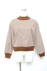 axes femme POETIQUE / 千鳥柄ゆったりプルオーバー M 茶 Y-25-10-18-102-AX-TO-SZ-ZI