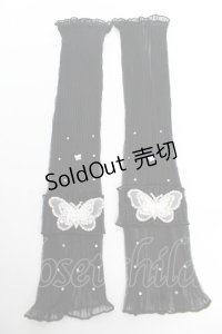 axes femme POETIQUE / 蝶々シースルーアームカバー  黒 Y-25-10-18-018-AX-ZA-SZ-ZY