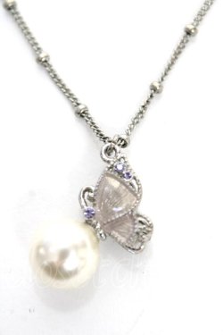 画像1: axes femme / パール×蝶ネックレス  シルバー Y-25-10-18-002-AX-AC-SZ-ZY