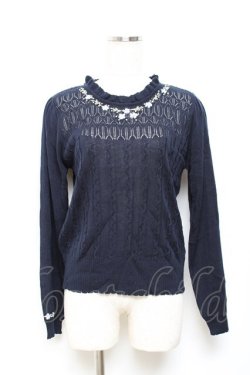 画像1: axes femme / お花刺繍ニットプルオーバー M コン Y-25-10-18-108-AX-TO-SZ-ZY