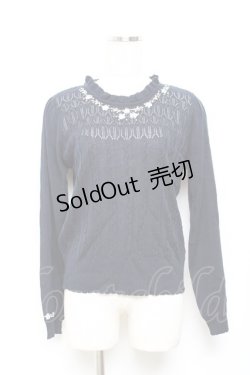 画像1: axes femme / お花刺繍ニットプルオーバー M コン Y-25-10-18-108-AX-TO-SZ-ZY