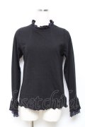 axes femme / 袖レース配色メローフリルプルオーバー F 黒 Y-25-10-18-110-AX-TO-SZ-ZY