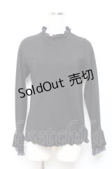 axes femme / 袖レース配色メローフリルプルオーバー F 黒 Y-25-10-18-110-AX-TO-SZ-ZI