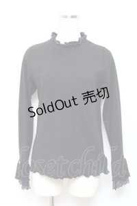 axes femme / 袖レース配色メローフリルプルオーバー F 黒 Y-25-10-18-110-AX-TO-SZ-ZI