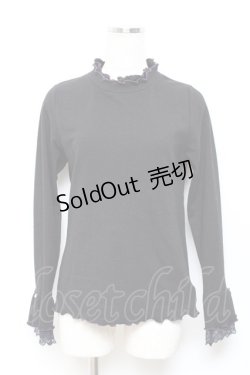 画像1: axes femme / 袖レース配色メローフリルプルオーバー F 黒 Y-25-10-18-110-AX-TO-SZ-ZI