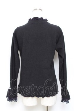 画像2: axes femme / 袖レース配色メローフリルプルオーバー F 黒 Y-25-10-18-110-AX-TO-SZ-ZY