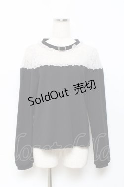 画像1: axes femme POETIQUE / レース切り替えトップス  黒 Y-25-10-18-113-AX-TO-SZ-ZY