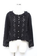 axes femme / はしごリボンパールニットカーディガン M 黒 Y-25-10-18-114-AX-TO-SZ-ZY