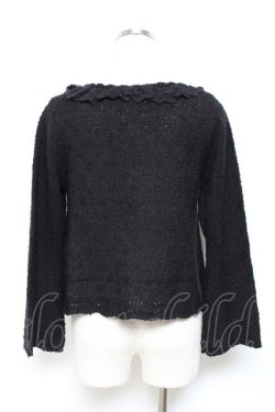 画像2: axes femme / はしごリボンパールニットカーディガン M 黒 Y-25-10-18-114-AX-TO-SZ-ZY