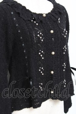 画像3: axes femme / はしごリボンパールニットカーディガン M 黒 Y-25-10-18-114-AX-TO-SZ-ZY
