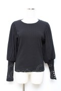 axes femme POETIQUE / ボリューム袖リブカット  黒 Y-25-10-18-115-AX-TO-SZ-ZY