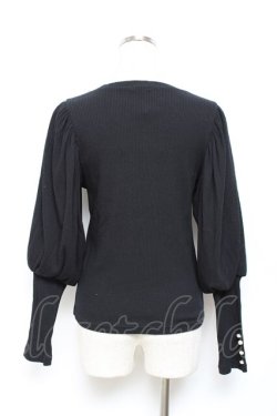画像2: axes femme POETIQUE / ボリューム袖リブカット  黒 Y-25-10-18-115-AX-TO-SZ-ZY