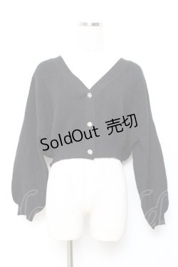 画像1: axes femme / バルーン袖ショート丈ニットカーディガン M 黒 Y-25-10-18-119-AX-TO-SZ-ZY