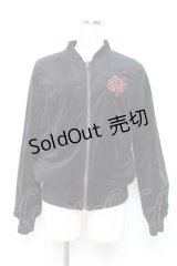 axes femme / ゴブラン織リバーシブルブルゾン M 黒 Y-25-10-18-120-AX-JA-SZ-ZI