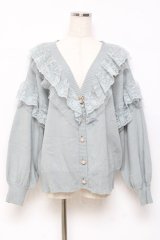Rojita / レースフリルニットカーデ M ミント Y-25-10-18-123-LO-TO-SZ-ZY