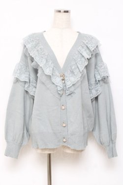 画像1: Rojita / レースフリルニットカーデ M ミント Y-25-10-18-123-LO-TO-SZ-ZY
