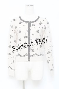 Secret Honey / お花フロッキーカーディガン 2 オフ×黒 Y-25-10-18-124-CA-TO-SZ-ZY
