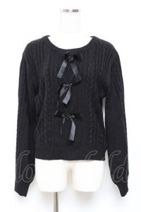 Ank Rouge / 3つリボンニット M 黒 Y-25-10-18-133-CA-TO-SZ-ZY