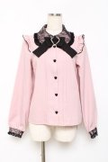 DearMyLove / レース重ねハートリボンブラウス M ピンク×黒 Y-25-10-18-145-EL-BL-SZ-ZY
