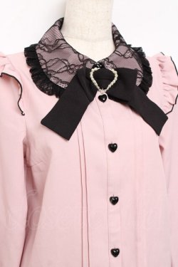 画像3: DearMyLove / レース重ねハートリボンブラウス M ピンク×黒 Y-25-10-18-145-EL-BL-SZ-ZY
