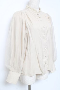 画像3: axes femme / 袖チュールブラウス M ベージュ Y-25-10-18-146-AX-BL-SZ-ZY