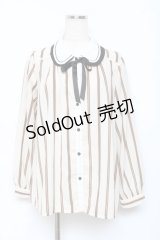 axes femme POETIQUE / レジメストライプブラウス M 生成り Y-25-10-18-147-AX-BL-SZ-ZY