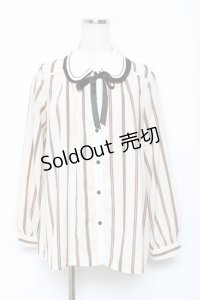 axes femme POETIQUE / レジメストライプブラウス M 生成り Y-25-10-18-147-AX-BL-SZ-ZY