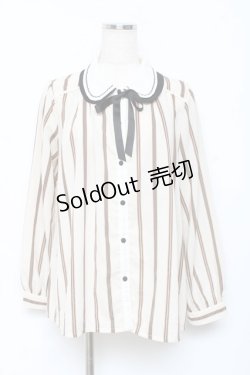 画像1: axes femme POETIQUE / レジメストライプブラウス M 生成り Y-25-10-18-147-AX-BL-SZ-ZY