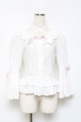 BABY,THE STARS SHINE BRIGHT / Rose Bloom ブラウス  白×ピンク Y-25-10-18-148-BA-BL-SZ-ZY