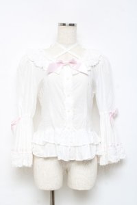 BABY,THE STARS SHINE BRIGHT / Rose Bloom ブラウス  白×ピンク Y-25-10-18-148-BA-BL-SZ-ZY