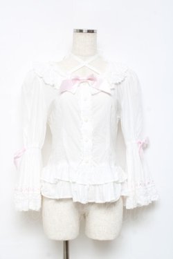 画像1: BABY,THE STARS SHINE BRIGHT / Rose Bloom ブラウス  白×ピンク Y-25-10-18-148-BA-BL-SZ-ZY