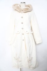 axes femme / 天体刺繍フード付コート M 生成り Y-25-10-18-157-AX-CO-SZ-ZY