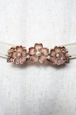 画像1: axes femme / 桜モチーフステンドゴムベルト  生成り Y-25-10-18-025-AX-ZA-SZ-ZY