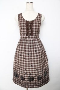 axes femme / チェックワンピース  茶 Y-25-10-18-162-AX-OP-SZ-ZY