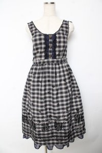 axes femme / チェックワンピース  紺 Y-25-10-18-163-AX-OP-SZ-ZY