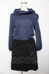 axes femme / タートルニットドッキングワンピース M 紺×黒 Y-25-10-18-173-AX-OP-SZ-ZI